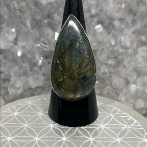 Labradorite Teardrop Silver Plated Ring